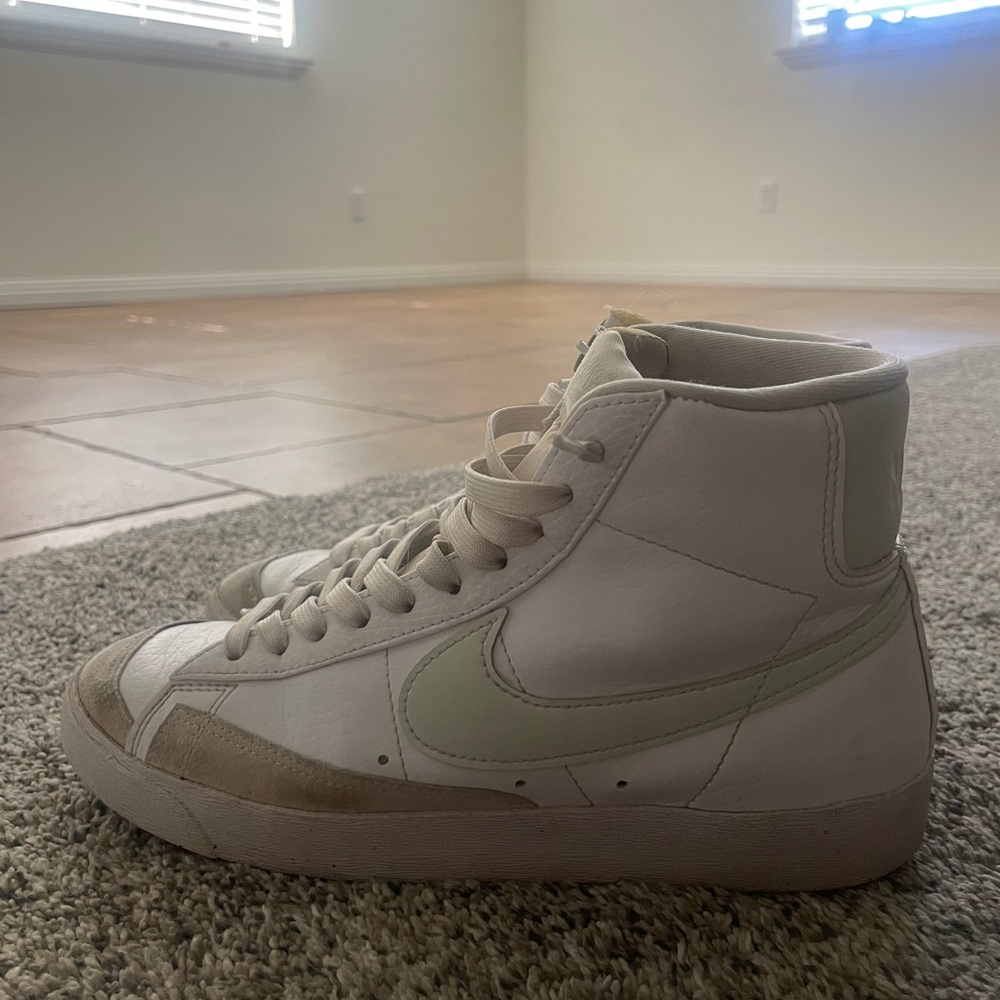 Women’s white and green Nike blazer high top shoes